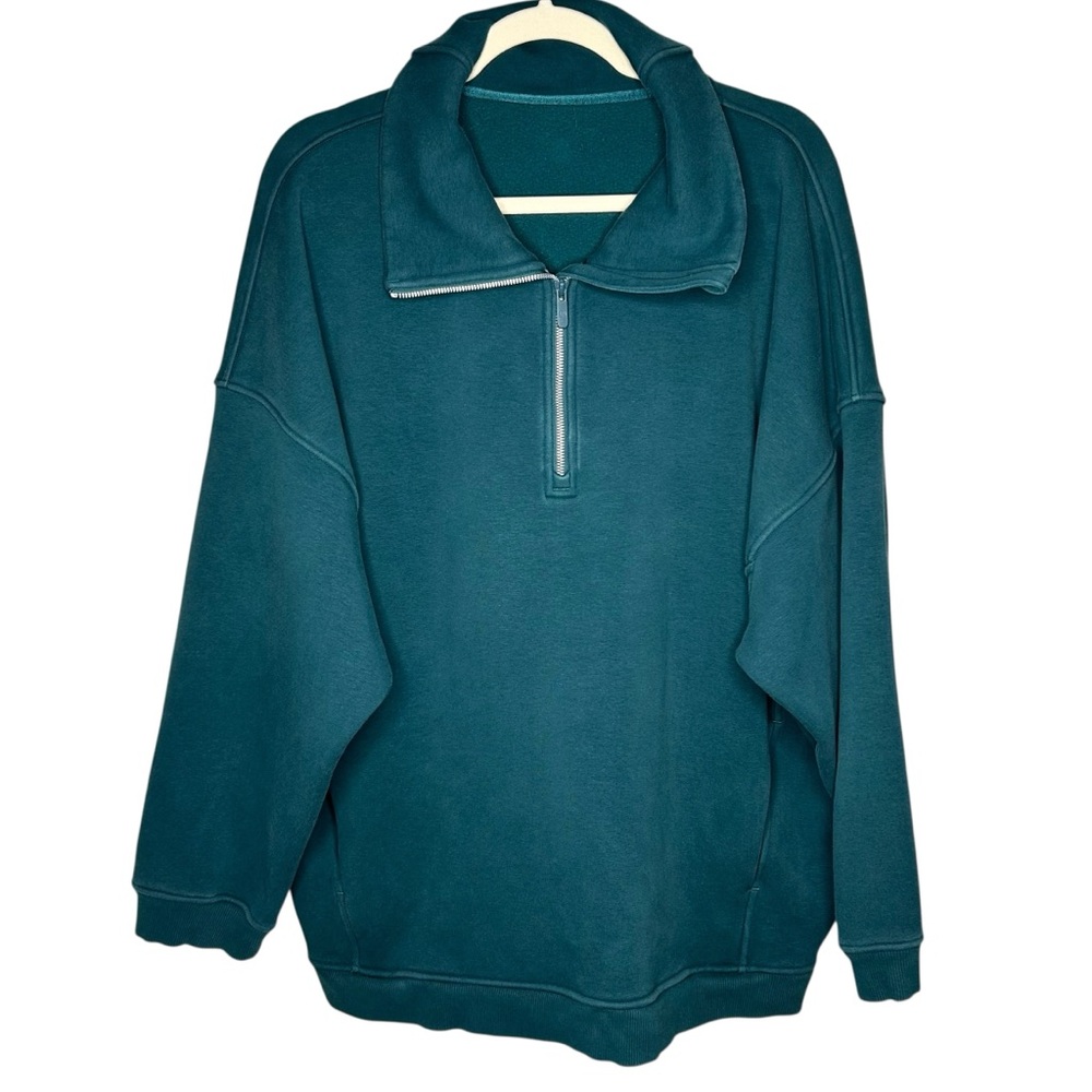 Lululemon Thick Fleece Half Zip Funnel Neck Pullover Teal XL/XXL - Picture 2 of 15
